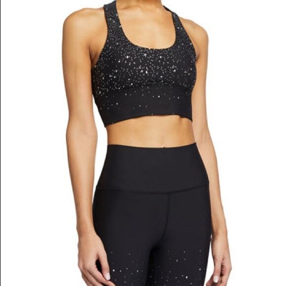 Betsey Johnson Black Sports Bra XS Longline Sparkle Glitter Low Impact NEW - Picture 5 of 6